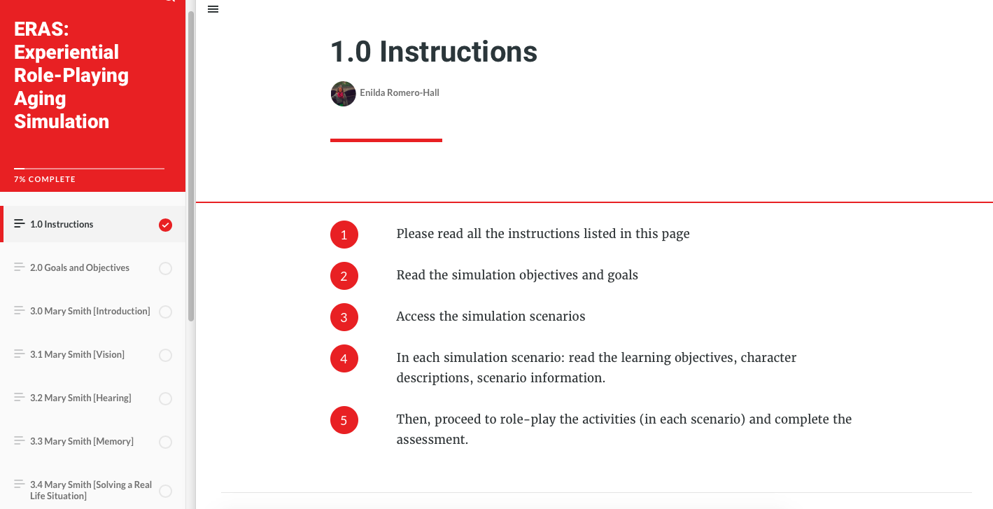 Screenshot of the ERAS instructions